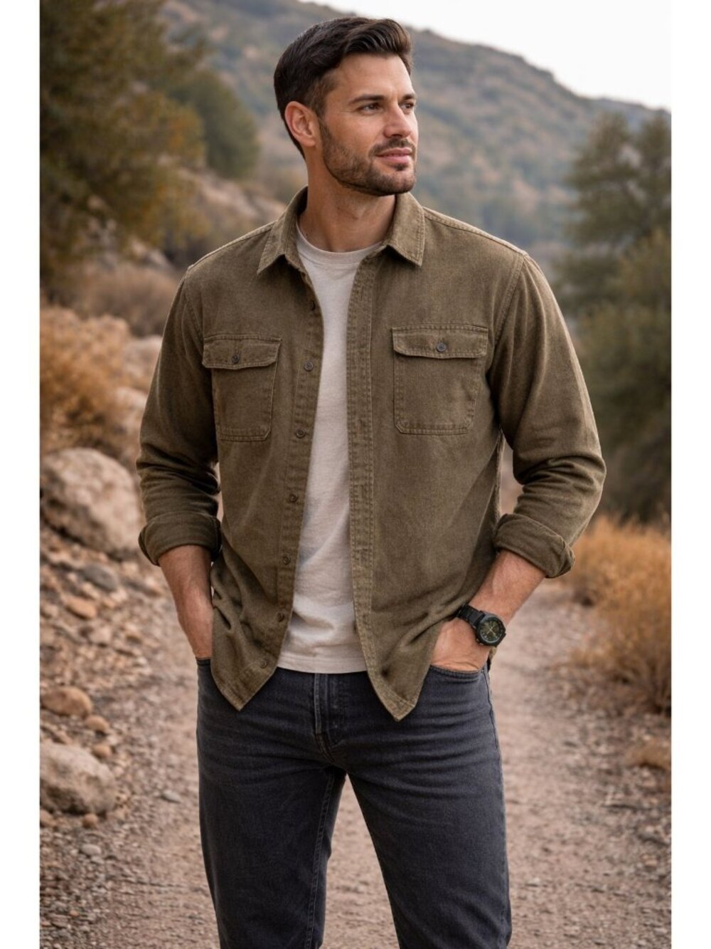 Grizzly Mountain Men's Button Up Flannel Shirt Olive Green XXL Long Sleeve Outdo